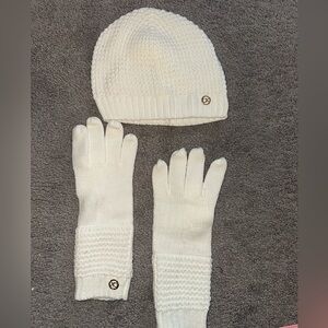 Calvin Klein White Knit gloves & Hat